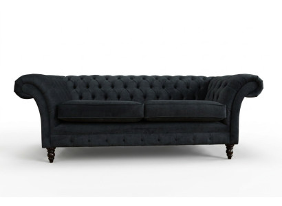 Stilīgā melnā Chesterfield dīvāns dizaina 3-vietīgs luksusa dīvāns