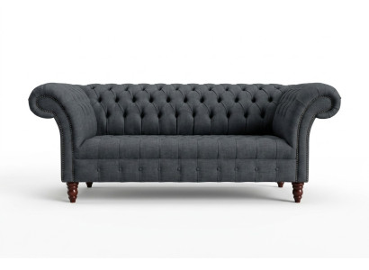 Pilna tekstila dīvāns Pelēkā Chesterfield trīsvietīgā greznā dzīvojamā istaba gulta