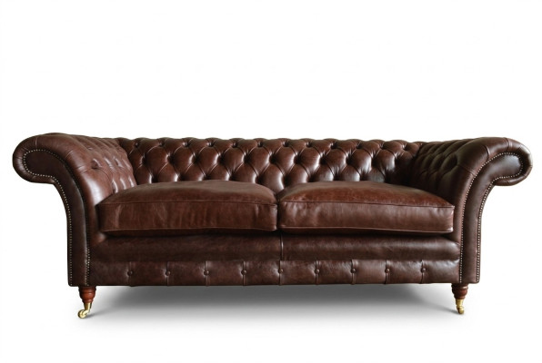Brūnā luksusa "Chesterfield" 3-vietīga mūsdienīga dzīvojamā istaba dīvāns