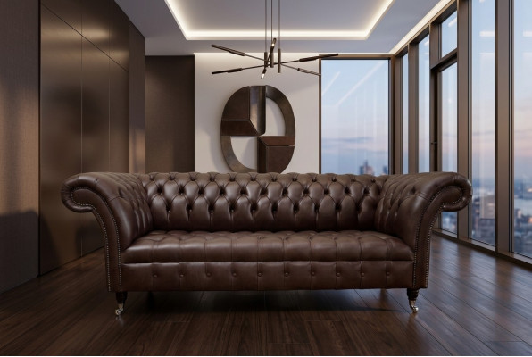 Brūns Chesterfield dīvāns Luksusa dīvāns dizainera mēbele