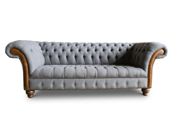 Nobela pelēka Chesterfield trīsvietīga luksusa dzīvojamā istaba 3-vietīga dīvāns