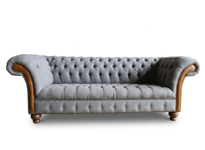 Nobela pelēka Chesterfield trīsvietīga luksusa dzīvojamā istaba 3-vietīga dīvāns