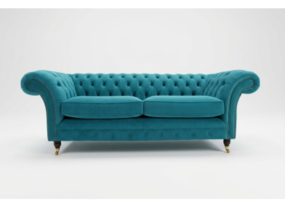Tirkīza Chesterfield dīvāns, dizaina 3-vietīgs luksusa dzīvojamā istaba dīvāns