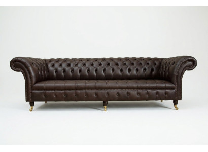 Brūnais Chesterfield gults polster 4-vietīgs dizainera dzīvojamā istabas gults.