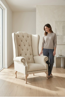 Chesterfield krēsls ar ausīm vienvietīgs dīvāns ar polsteri samts āda audums atpūta jauns