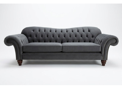 Lielā gulta 4 sēdvietu dīvāns Chesterfield mēbeļu komplekts auduma tekstila jauns pelēks.