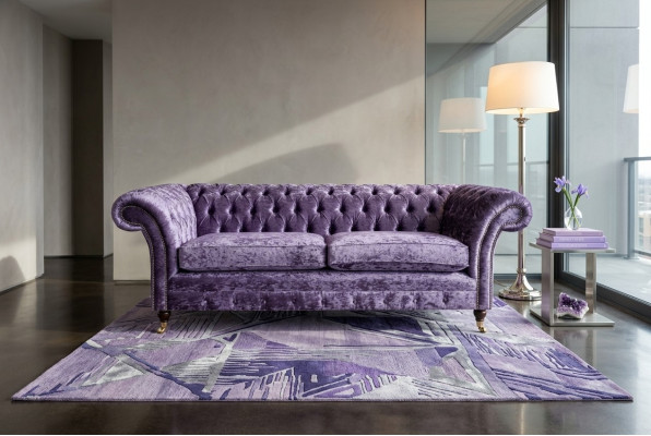 Lilas Chesterfield tressēta Chesterfield luksusa 3-vietīga dīvāns
