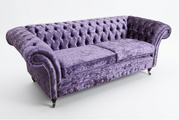 Lilas Chesterfield tressēta Chesterfield luksusa 3-vietīga dīvāns