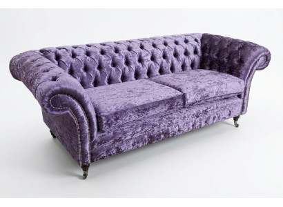 Lilas Chesterfield tressēta Chesterfield luksusa 3-vietīga dīvāns