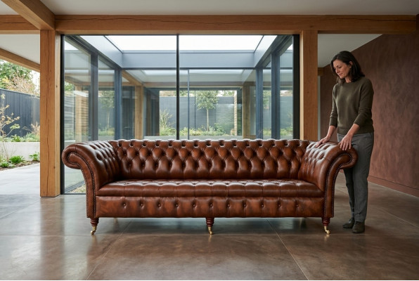 Chesterfield 4 vietu mīkstais dīvāns Moderns stils āda Audums dīvāns Āda