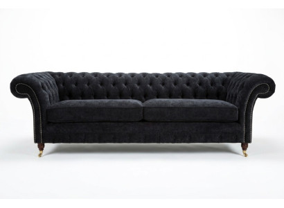 Augstas kvalitātes Chesterfield dīvāns ar četrām sēdvietām, auduma, liela izmēra.