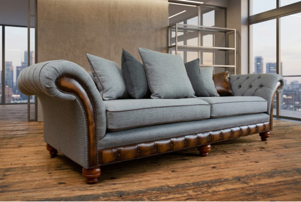 Klasiskā Chesterfield dizaina dīvāns 4 sēdvietu dīvāns Polster Luxus tekstila dīvāns