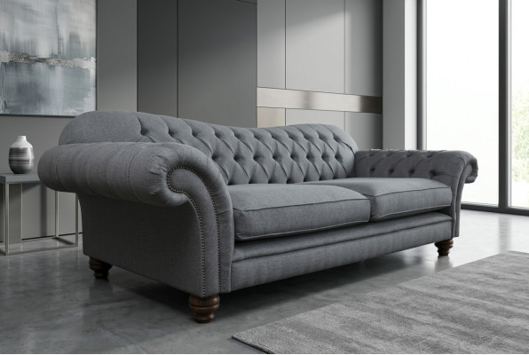 Dīvāns ar četrām sēdvietām, sofa Chesterfield dizains, ādas un tekstila polsterējums jauns.