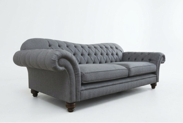 Dīvāns ar četrām sēdvietām, sofa Chesterfield dizains, ādas un tekstila polsterējums jauns.