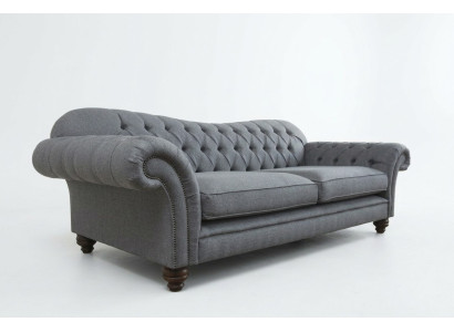 Dīvāns ar četrām sēdvietām, sofa Chesterfield dizains, ādas un tekstila polsterējums jauns.