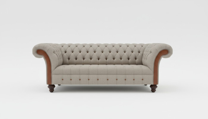 Pelnvīrs Chesterfield trīs vietu dīvāns Ar mīkstajiem polsteriem, mūsdienīgs trīsmetra dīvāns