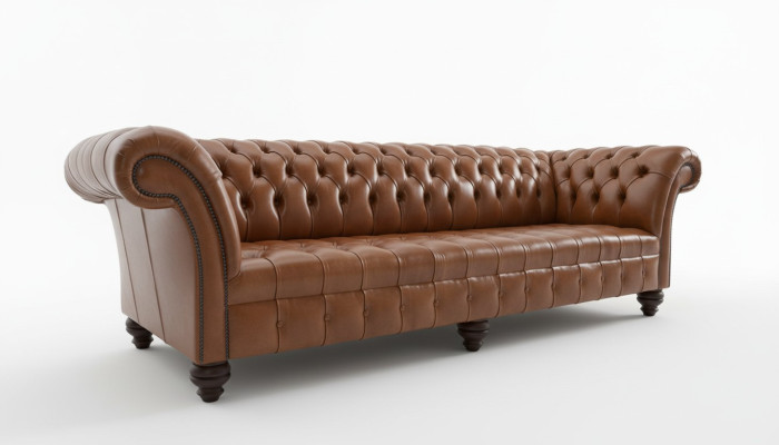 Brūna Chesterfield dīvāns āda 4-vietīgs xxl Big Sofa Couchen Big Jauns Apgāds