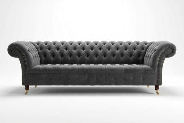 Triezvietīgais "Chesterfield" pelēks dīvāns Polster Sofas Modernas dīvāni