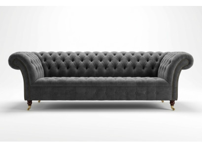 Triezvietīgais "Chesterfield" pelēks dīvāns Polster Sofas Modernas dīvāni