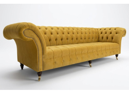 Dīvāns Dīvāns Polster Chesterfield Auduma Dīvāni Dizaina Luksuss Auduma dīvāni 4-vietīgie Dzeltens