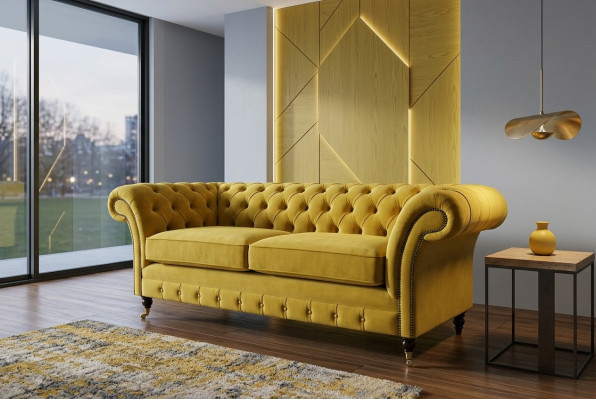 Chesterfield 3 sēdvietu dizainera dīvāns ar polsterējumu, dīvāni auduma materiālā, jauns