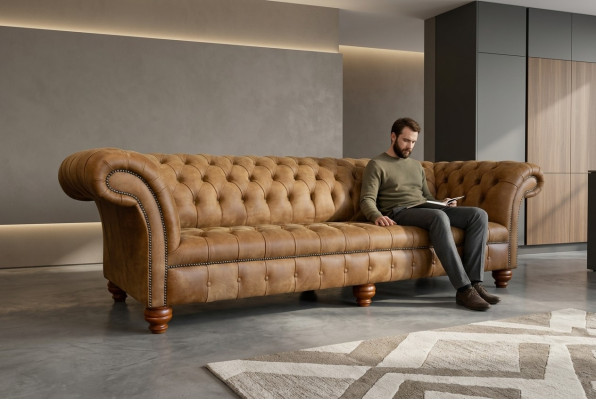 Chesterfield brūna dīvāna gulta, dīvāns, pārklājs, 4 vietu dīvāns, sēdvietu komplekts