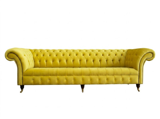Dizaina dīvāns 4-vietīgs polsteris luksusa klasiskais tekstilā Chesterfield sofa dīvāns