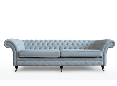 Pelēks Chesterfield 4 vietu mīkstais dīvāns Moderns stils audekls Samta tekstila audums dīvāns