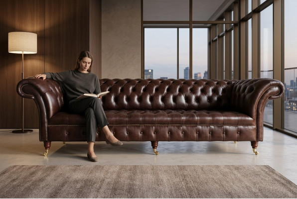 Dīvāns 4-vietīgs sofa dizains Chesterfield polsteris sēdvietu komplekts āda tekstils jauns