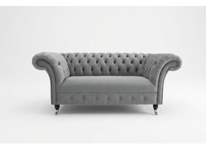Chesterfield Luxus 2 divvietīgs dīvāns ar auduma pārklājumu, jauna sofa galdiņa komplektācija.
