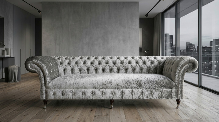 Stikla Chesterfield auduma ādas dīvāns kanapes paklājs Big sēdvietas jauns 265 cm