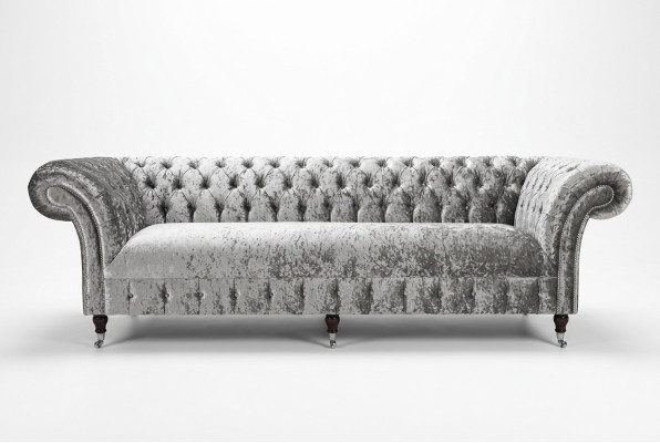 Stikla Chesterfield auduma ādas dīvāns kanapes paklājs Big sēdvietas jauns 265 cm