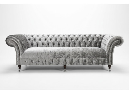 Stikla Chesterfield auduma ādas dīvāns kanapes paklājs Big sēdvietas jauns 265 cm