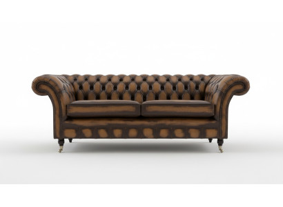 Nobelie Chesterfield Brown trīs vietu luksusa mēbeles dīvāns dizainera dīvāni