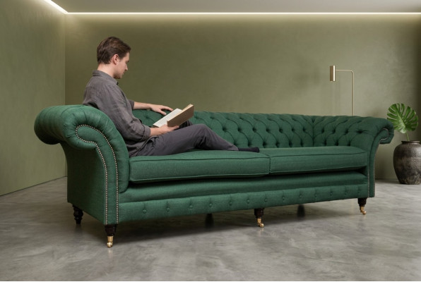 Poga dīvāns Chesterfield dīvāni 4 sēdvietas dīvāns polsterēts audums dzīvojamā istaba mēbeles