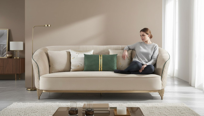 Trijvietīga 3-vietu dizainera dīvāns Polster Sofas Couchen audums Tekstils Āda