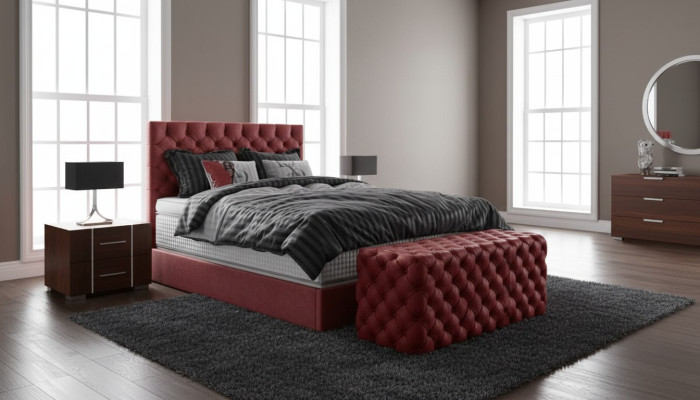 Prestiža gulta Boxspring bed Pamatspalvām guļamistabas gultas dizaina mēbeles, Flīsa matracis Pilnībā
