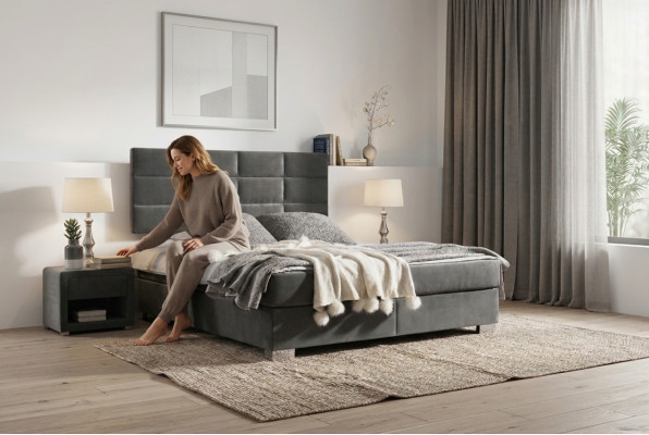 Boxspring gulta Dubultie gultas tipa luksusa guļammaītājs ar dizainera dubultgultu 160x200 jaunu