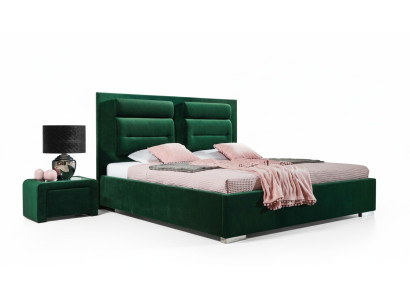 Luksusa divvietīga Boxspring gulta dubultā dizaina auduma viesnīcas zaļā guļamistabas mēbeles.