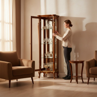 Schic Design Stikla skapis Koka Klasiskais stils Baroka Vitrīnas Itāļu mēbeles Jaunas