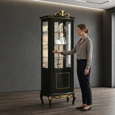 Dizainera Itāļu eleganti koka mēbeles baroča stilā luksusa skapis vitrīna dzīvojamajā istabā.