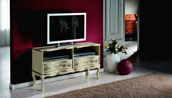 Elegants baltā krāsas RTV skapis, zems skapis TV skapji Itālijas stila mēbeles jauns