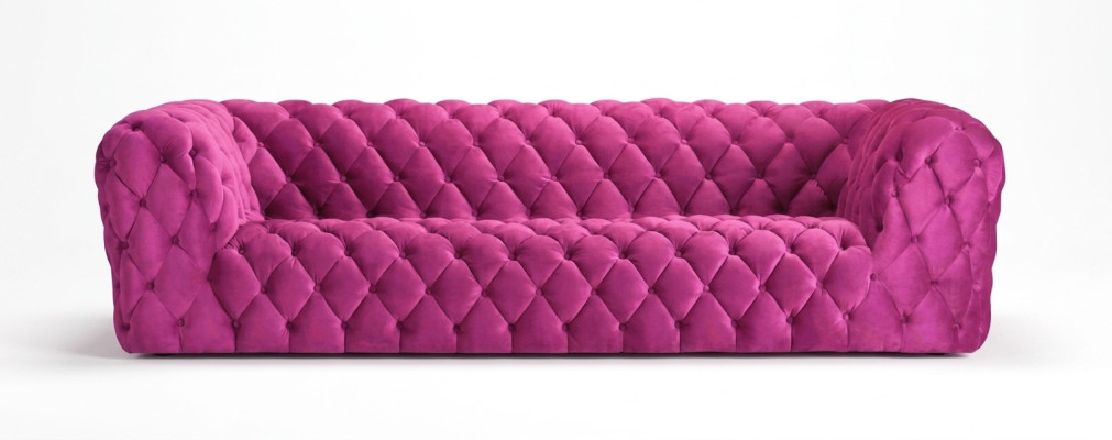 Pinke Xxl Lielā Dīvāns Chesterfield Sofa Polster Stoff Couchen Viersitzer 250cm jauns