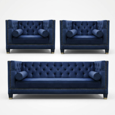 Chesterfield Zila dīvāngarnitūra 3 gab. komplekts Dīvāngarnitūras sēdeklis Pūra grupa