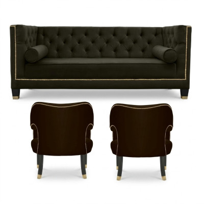 Chesterfield krēsla melnā xxl liela auduma audums mēbeles apdares komplekts