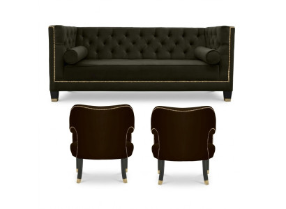 Chesterfield krēsla melnā xxl liela auduma audums mēbeles apdares komplekts