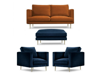 Sofas galds Oranžs Tumši krēsla radoša mēbeļu audu audums dzīvojamā istabā