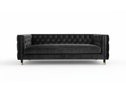 Melns Chesterfield dīvāns Lieliskas luksusa mēbeles 4 vietas Tekstila auduma dīvāns