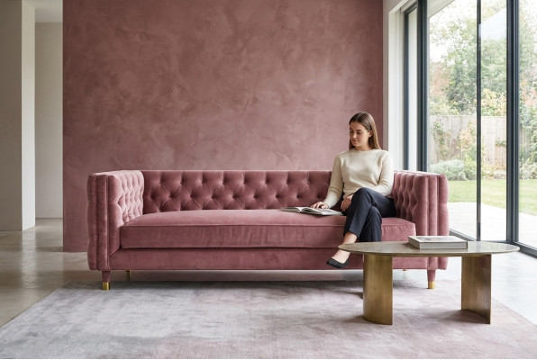 Rozā Chestapola Sofa Radošais Mēbeles 4-vietīgs Jauns xxl Lielais Dīvāns