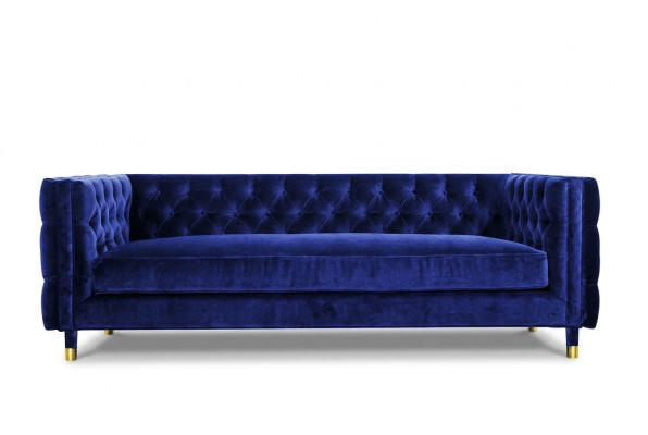 Zils dīvāns Chesterfield Big Designer 4-vietīgs Jauns audums audums.